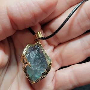 Raw Rainbow Fluorite Stone Necklace